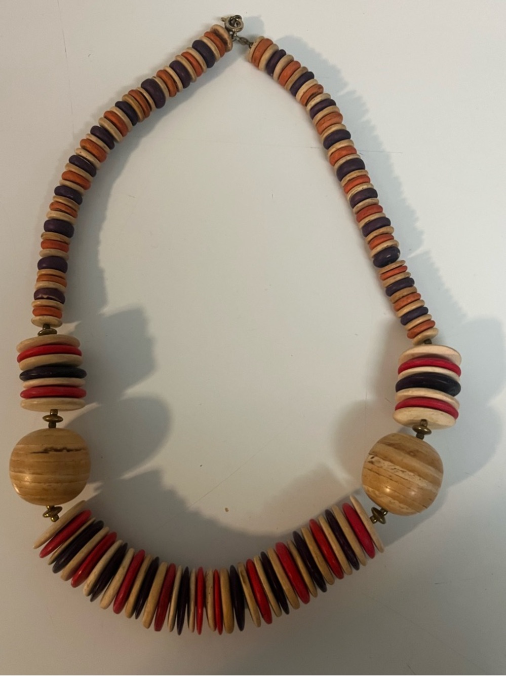 Boho/bohemian‎ Wooden multicolored Women’s Statement Necklace. 20 inches long.